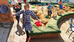 Staff and kids take part in a missile attack drill during a national IDF Home Front Command drill at Batra Kindergarten in Katzrin, the Golan Heights, Feb. 22, 2023. Photo by Michael Giladi/Flash90.