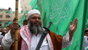 Hamas supporters protest in solidarity with Al-Aqsa Mosque, in Khan Yunis, in the southern Gaza Strip, on May 26, 2023. Photo by Abed Rahim Khatib/Flash90