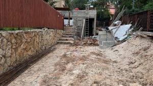 An unfinished home renovation project in Karnei Shomron, 30 miles northeast of Tel Aviv. Photo by Judith Segaloff.