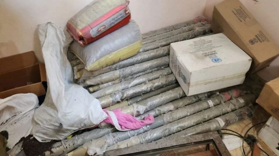 Hamas rockets found hidden among boxes of UNRWA relief supplies in northern Gaza, Dec. 2, 2023. Credit: IDF Spokesperson.