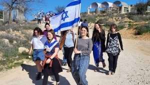 Israelis march along the Path of the Patriarchs in Judea to mark 100 days since Hamas's surprise invasion, Jan. 19, 2024. Credit: Gush Etzion Regional Council.