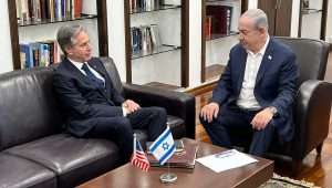 Israeli Prime Minister Benjamin Netanyahu meets with U.S. Secretary of State Antony Blinken at the Kirya military headquarters in Tel Aviv on Nov. 3, 2023. Credit: Amos Ben-Gershom/GPO.