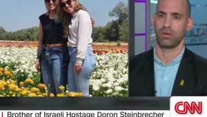 Dor Steinbrecher is interviewed by Jake Tapper on “CNN,” about his sister, 30-year-old Doron Steinbrecher, who is being held captive in the Gaza Strip by Hamas, Source: Screenshot.