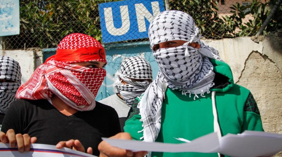 Palestinians demonstrate in the Balata refugee camp against the policies of Scott Anderson, director of UNRWA in Judea and Samaria, Sept. 17, 2017. Photo by Nasser Ishtayeh/Flash90.