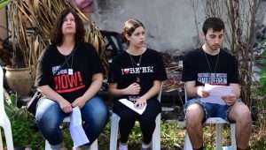 Israelis released from being held hostage by Hamas terrorists in Gaza and families of Israelis still being held hostage attend a press conference for the foreign media in Kibbutz Be'eri near the Israeli-Gaza border, southern Israel, January 1, 2024. Photo by Tomer Neuberg/Flash90