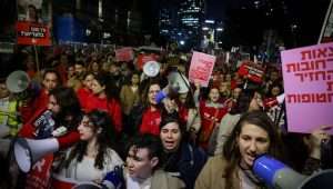 Israelis march in Tel Aviv, calling for the release of hostages held by Hamas terrorists in Gaza, Jan. 24, 2024. Photo by Chaim Goldberg/Flash90.