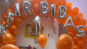 A cake, balloons and sweets at Kfir Bibas's birthday party, in his kindergarten in Nir Oz in southern Israel on Jan. 16, 2024. Photo: Amelie Botbol.