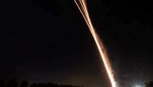 Illustration. Israeli interceptors light up the night sky. Photo by onatan Sindel/Flash90
