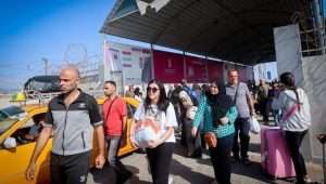 People wait at the Rafah border crossing between the Gaza Strip and Egypt. Palestinians with second passports and foreign nationals can be evacuated through the Rafah border crossing. November 1, 2023. Photo by Atia Mohammed/Flash90