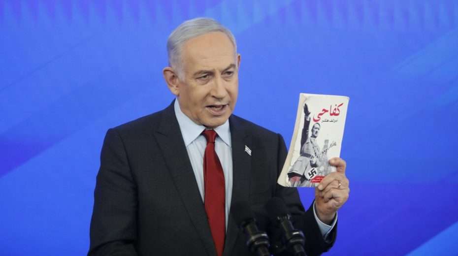 Israel's Prime Minister Benjamin Netanyahu during a press conference at the Ministry of Defense in Tel Aviv on January 18, 2024. Photo: Tomer Appelbaum/POOL
