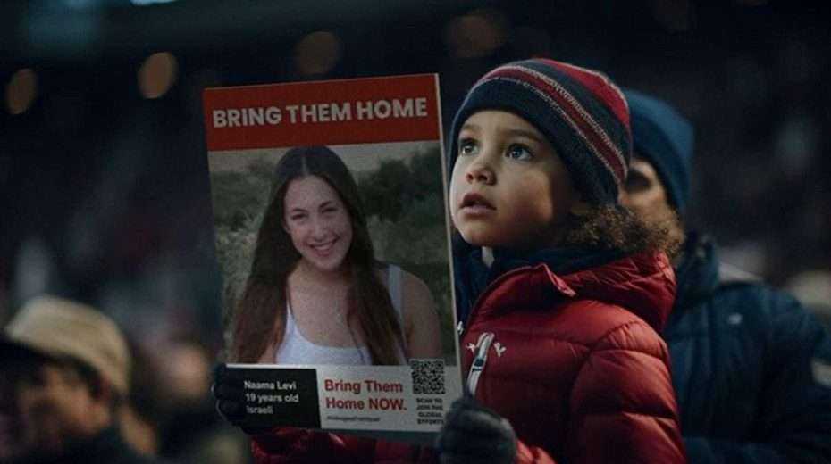 Screenshot from an Israeli video ad on the hostages held by Hamas in Gaza. Credit: Israeli Diaspora Ministry and National Information Service.