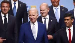 French President Emmanuel Macron, US President Joe Biden, German Chancellor Olaf Scholz and British Prime Minister Rishi Sunak at the NATO summit in Vilnius, Lithuania, on July 11, 2023. Photo: EPA-EFE/TOMS KALNINS EPA-EFE/TOMS KALNINS