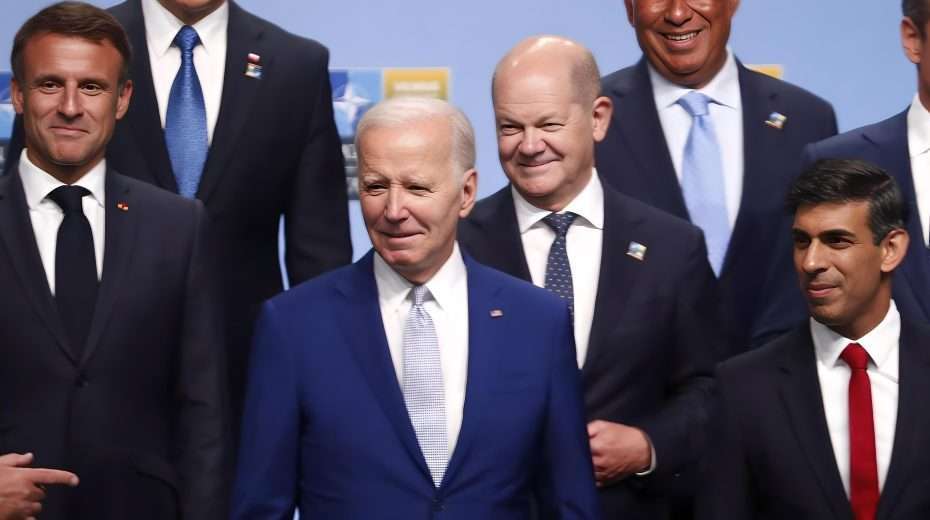 French President Emmanuel Macron, US President Joe Biden, German Chancellor Olaf Scholz and British Prime Minister Rishi Sunak at the NATO summit in Vilnius, Lithuania, on July 11, 2023. Photo: EPA-EFE/TOMS KALNINS EPA-EFE/TOMS KALNINS