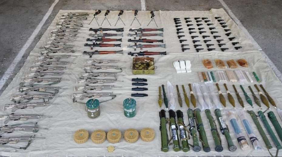 Advanced Iranian weapons smuggled into Judea and Samaria for terror purposes. Credit: Israel Security Agency.