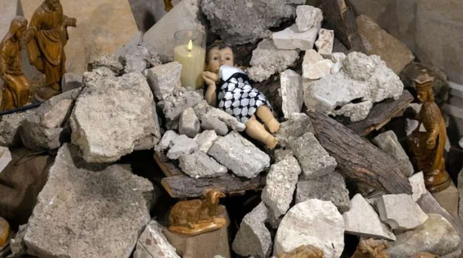 Christmas 2023 in Bethlehem: Jesus as a “Palestinian” amid the rubble of the Gaza Strip. Photo: screenshot