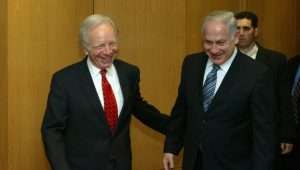 Joe Lieberman and Benjamin Netanyahu give a joint press conference after a meeting at the David Citadel Hotel in Jerusalem on February 22, 2009. Photo by Olivier Fitoussi /FLASH90