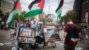 Anti-Israel demonstrators on the streets of Amsterdam. Photo by Hadas Parush/Flash90