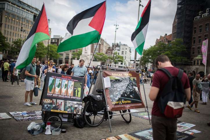 Anti-Israel demonstrators on the streets of Amsterdam. Photo by Hadas Parush/Flash90