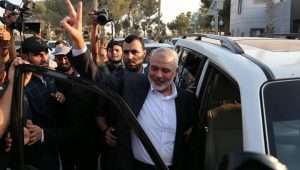 Hamas chief Ismail Haniyeh arrives at the Rafah border crossing from Egypt after reconciliation talks with Fatah mediated by Egyptian intelligence, Sept. 19, 2017. Photo by Abed Rahim Khatib/Flash90.
