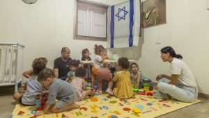 Young Israeli children play inside a bomb shelter at a kindergarden in central Israel, during the war between Israel and Gaza. November 5, 2023. Photo by Yossi Aloni/FLASH90