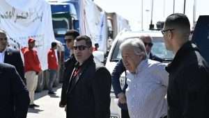 United Nations Secretary-General António Guterres at the Egyptian side of the Rafah crossing with Gaza, March 23, 2024. Source: X/United Nations.