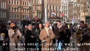 Christians praise God on the streets of Amsterdam. YouTube screenshot