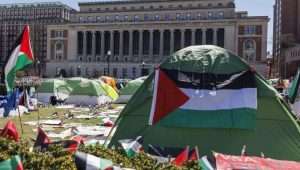 Anti-Israel camp at Columbia University. Photo: EPA-EFE/SARAH YENESEL