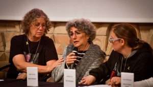 Released Israeli hostage Aviva Segal (center). Photo by Avshalom Sassoni/Flash90