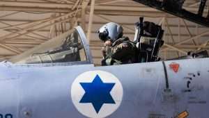 An Israeli Air Force F-15 fighter jet at the Tel Nof base. Jan. 1, 2024. Photo by Moshe Shai/Flash90.
