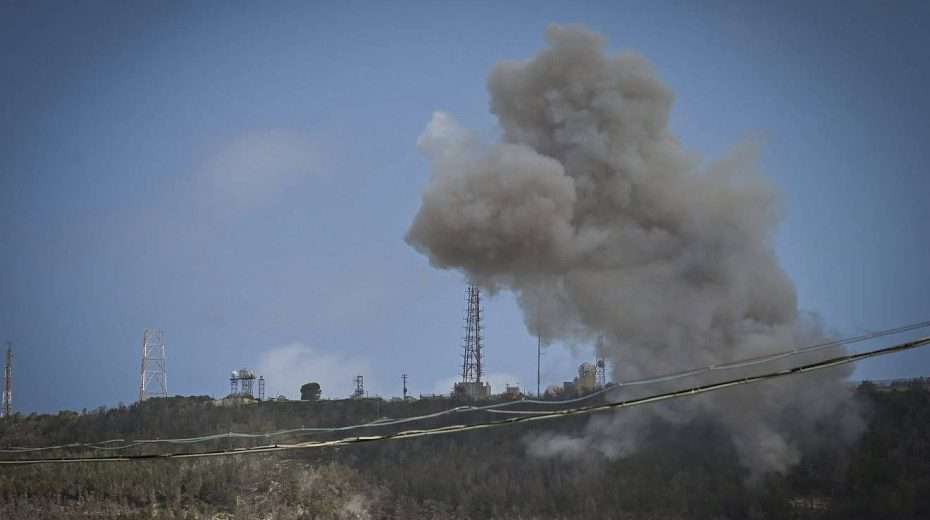 Heavy rockets attacks on Kibbutz Hanita in northern Israel, April 21, 2024. Photo by Michael Giladi/Flash90.