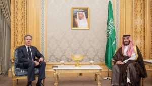 US Secretary of State Antony Blinken, left, and Saudi Crown Prince Mohammed bin Salman in Riyadh, Saudi Arabia on April 29, 2024. Source: X/@SecBlinken.