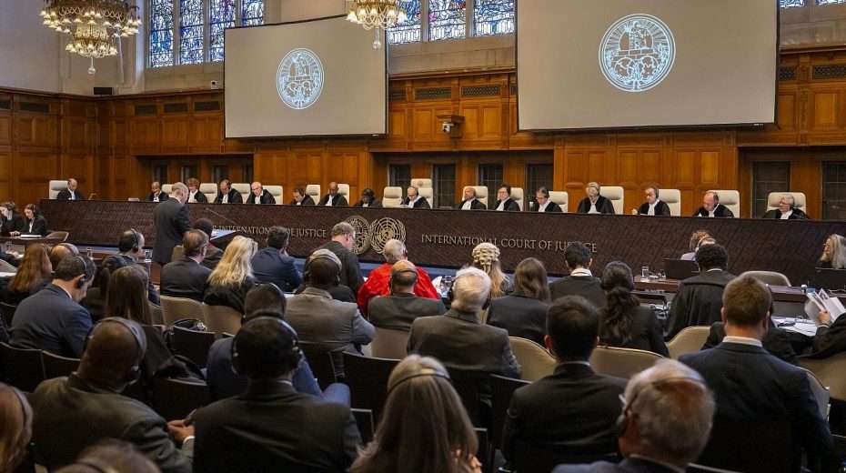 View of the court during South Africa's charges against Israel at the International Court of Justice, the principal judicial arm of the United Nations, in The Hague on May 16, 2024. Credit: ICJ.
