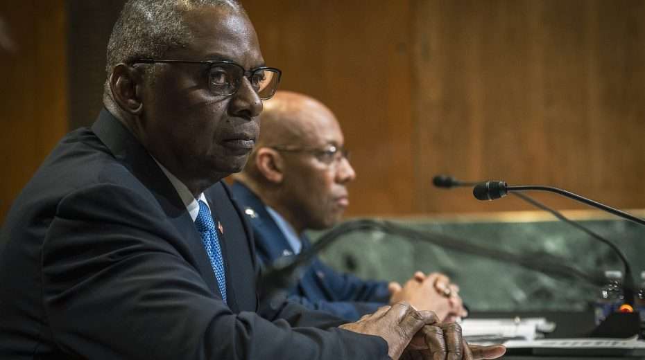 US Secretary of Defense Lloyd Austin and Air Force Gen. Charles Q. Brown Jr., chairman of the Joint Chiefs of Staff testify at a Senate Appropriations Committee hearing on the Department of Defense fiscal 2025 budget request and Future Years Defense Program in the Dirksen Senate Office Building on May, 8 2024. Credit: Chad J. McNeeley/US Department of Defense.