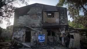 A home in Kibbutz Be'eri after Oct. 7, when Hamas terrorists infiltrated the Gaza border, Oct. 22, 2023. Photo by Chaim Goldberg/Flash90.