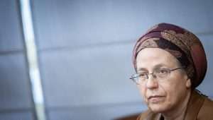 Orit Strook, national mission minister and member of the Religious Zionist Party attends a faction meeting at the Knesset, the Israeli parliament in Jerusalem, January 8, 2024. Photo by Yonatan Sindel/Flash90.