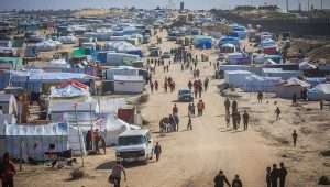 A tent camp in Rafah, in the southern Gaza Strip, set up for Palestinians who evacuated from their homes, Jan. 30, 2024. Photo by Atia Mohammed/Flash90.