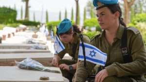Israeli soldiers prepare national cemeteries for Memorial Day. Photo by Ayal Margolin/Flash90