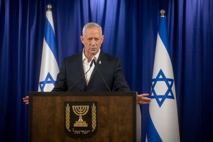 War Cabinet minister Benny Gantz says he'll quit Netanyahu's government if the prime minister doesn't present a war plan to his liking. Photo by Miriam Alster/Flash90
