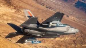 An Israeli F-35I of the 5601 Testing Squadron, bearing Mk-84 bombs fitted with GBU-31 JDAM kit, before bunker-buster bombs dropping test, July 2023. Source: IDF Spokesperson.