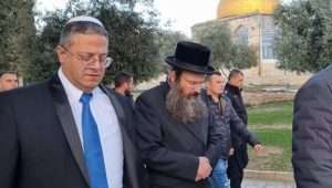 Israeli National Security Minister Itamar Ben-Gvir (left) during a previous visit to the Temple Mount in Jerusalem. Source: Itamar Ben-Gvir/X.