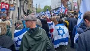 Christians take to the streets of London to support Israel, amid a shocking rise in antisemitism. Photo by Moira Dare-Edwards