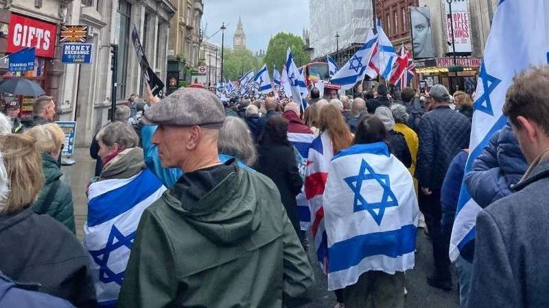 Christians take to the streets of London to support Israel, amid a shocking rise in antisemitism. Photo by Moira Dare-Edwards