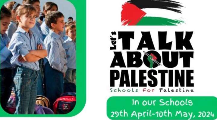 An advertisement urging parents, students and faculty to promote 'Palestine' at schools in Ireland.