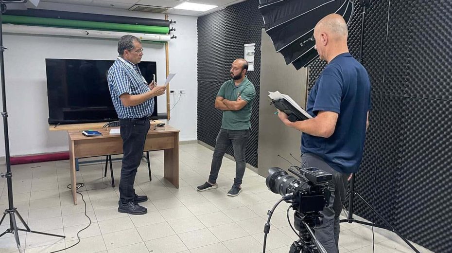 Inspectors from Israel's Communications Ministry seize Al Jazeera equipment at the Qatari broadcaster's Nazareth studio, May 9, 2024. Credit: Israel Communications Ministry.