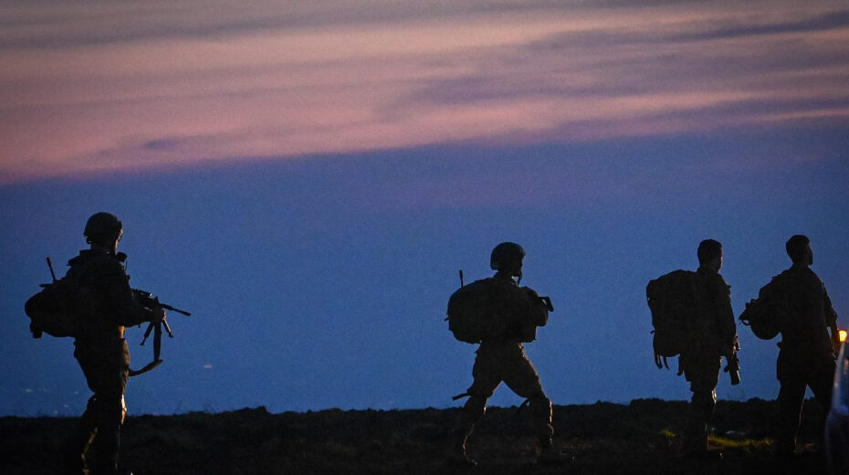 Israeli soldiers during a military drill in the Golan Heights, Feb. 11, 2024. Photo by Michael Giladi/Flash90.