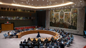 A wide view of the Security Council meeting on the situation in the Middle East, including the Palestinian question, on May 29, 2024. Credit: Rick Bajornas/UN Photo.