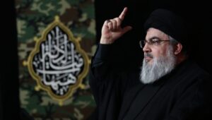 Hezbollah Secretary-General Hassan Nasrallah in Beirut on May 8, 2023. Credit: Mohammad Kassir/Shutterstock.