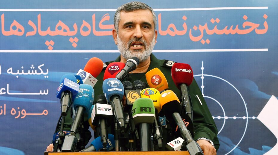 Amir Ali Hajizadeh, head of the Revolutionary Guards' aerospace department, during a press conference in Tehran, Iran, on September 21, 2019. Photo: EPA-EFE/ABEDIN TAHERKENAREH