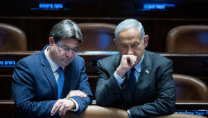 Prime Minister Benjamin Netanyahu and then-Science and Technology Minister Ofir Akunis at the Knesset in Jerusalem, May 1, 2023. Photo by Yonatan Sindel/Flash90.