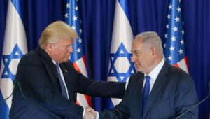 President Donald Trump and Prime Minister Benjamin Netanyahu attend a press conference at the Prime Minister's Office in Jerusalem, May 22, 2017. Photo by Marc Israel Sellem/POOL.